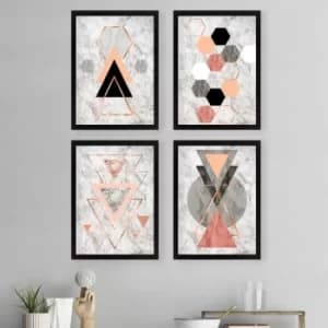 SET_081 Multicolor Decorative Framed Painting (4 Pieces)