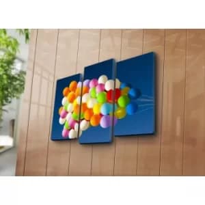 3PATK-67 Multicolor Decorative Canvas Painting (3 Pieces)