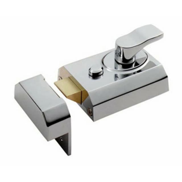 Loops Deadlocking Rim Cylinder Nightlatch 60mm Polished Chrome Door Security Lock Multi unisex