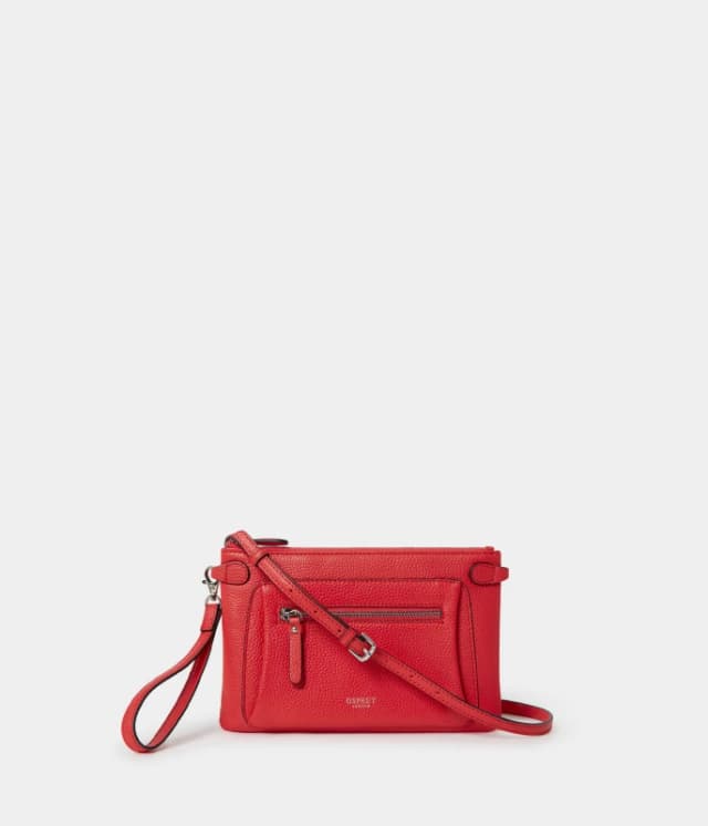 OSPREY LONDON Womens The Ruby Leather Crossbody Clutch Bag in Red Red Female One Size