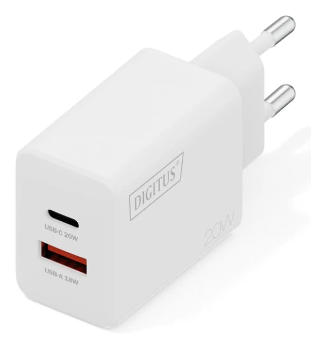 Digitus USB Charger 20W. 1x USB-C. 1x USB-A