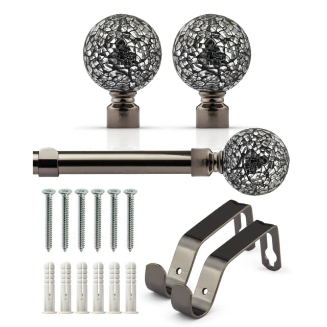 Emma Barclay Curtain Pole Extendable Cut Glass Black Silk unisex 120-210cm