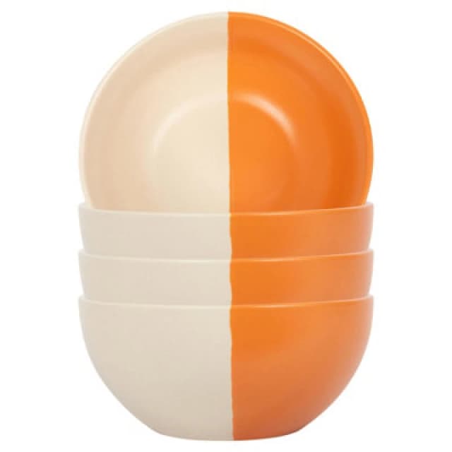 Nicola Spring Dipped Stoneware Cereal Bowls - 16.5Cm - Burnt Orange - Pack Of 4