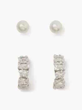 Kate Spade You'Re A Gem Stud Earrings & Huggies Boxed Set, Cream/Silver, One Size