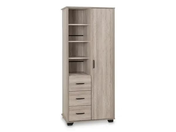 Seconique Oliver Light Oak 1 Door 3 Drawer Wardrobe