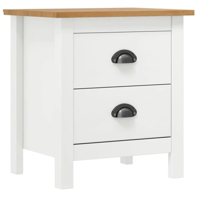 VIDAXL Bedside Cabinet Hill White 46x35x49.5cm Solid Pine Wood vidaXL 8719883909721