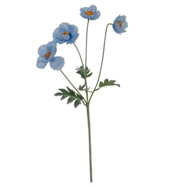 Hill Interiors Papaver Oppy Spray Artificial Flower - Plastic - L15 X W15 X H58cm - Blue