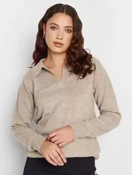 Long Tall Sally Neutral Polo Collar Jumper, Natural, Size 8-10, Women