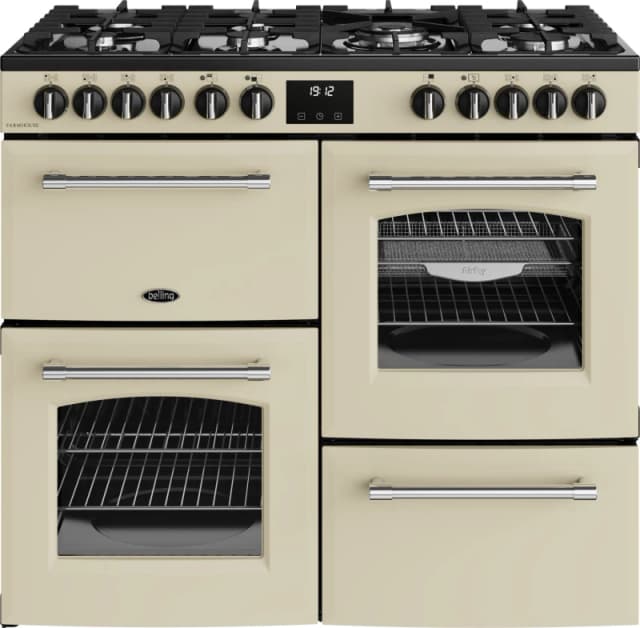 Belling Farmhouse 100cm Dual Fuel Range Cooker - Cream 444411830 Cream