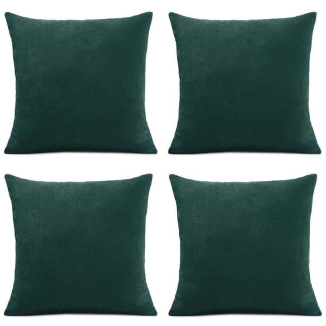 Alan Symonds Set of 4 Plain Chenille Velvet Cushions Green unisex 45x45cm