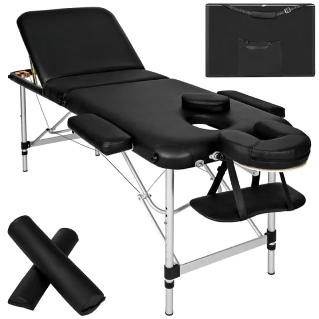 Tectake Massage Table 3 Zone w/ Carry Back And Bolsters - Black 404634