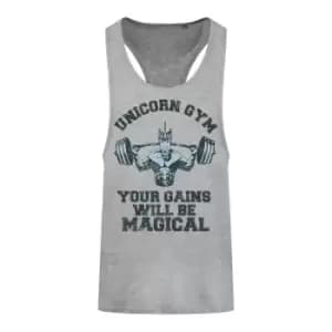 Grindstore Mens Unicorn Gym Racerback Vest Top (L-XL) (Grey)
