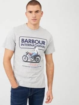 Barbour International Steve Mcqueen Relaxed Print T-Shirt - Grey Marl