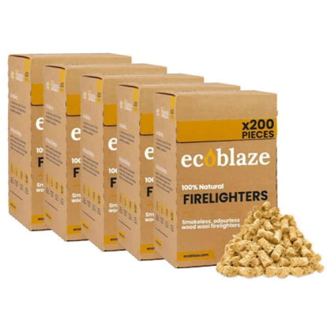 Ecoblaze Natural Firelighters (Box Of 200) Wood Wool For Pizza Oven, 5 Pack
