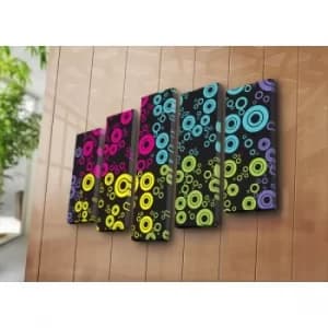 5PATK-143 Multicolor Decorative Canvas Painting (5 Pieces)