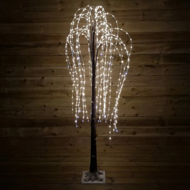 Samuel Alexander 180Cm Brown Flocked Willow Tree 600 LED Warm White Garden Christmas Decoration