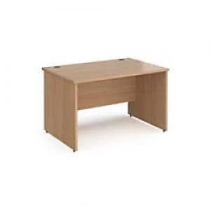 Dams International Rectangular Straight Desk with Beech Coloured MFC Top and Silver Frame Panel Legs Contract 25 1200 x 800 x 725mm