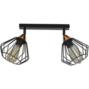 Emibig Vesta Black Twin Ceiling Spotlight Wire Shades 2x E27