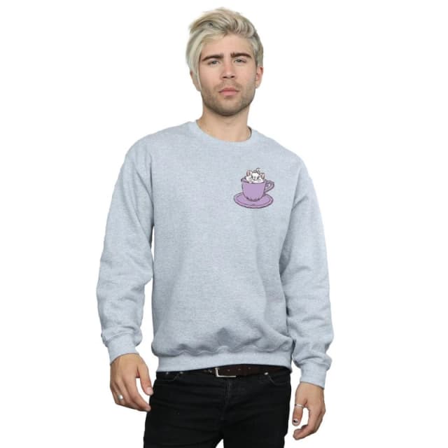 Disney Men Aristocats Marie In Cup Breast Print Sweatshirt in Grey Size: Small Grey S Male 5059114961795