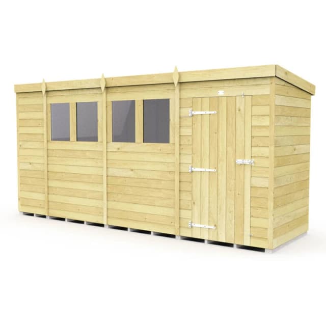 Flat Pack Sheds DIY Sheds 14 x 4 Pent Shed, Brown 14X4PFF