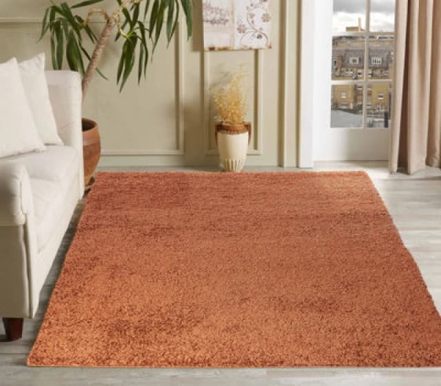Desire Rugs Plain Living Room Shaggy Area Rugs Terracotta 120X170 Cm