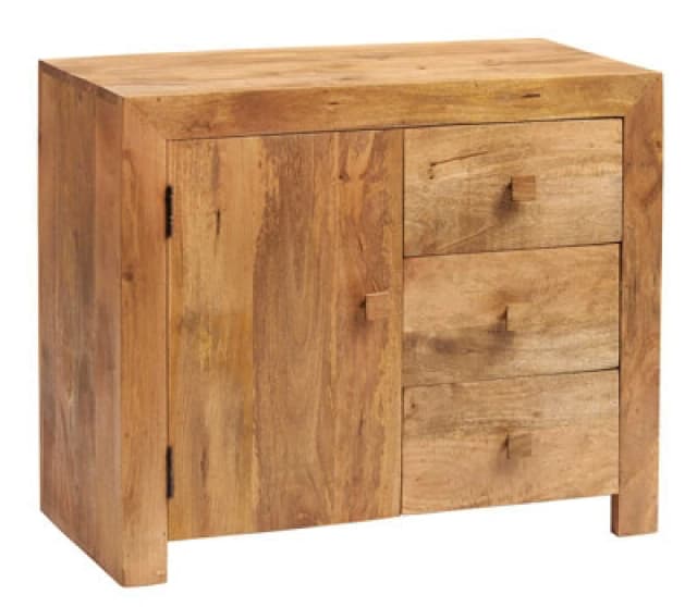 Buttercup Farm Toko Light Mango 3 Drawer Sideboard - Solid Mango Wood - L45 X W88 X H75 Cm