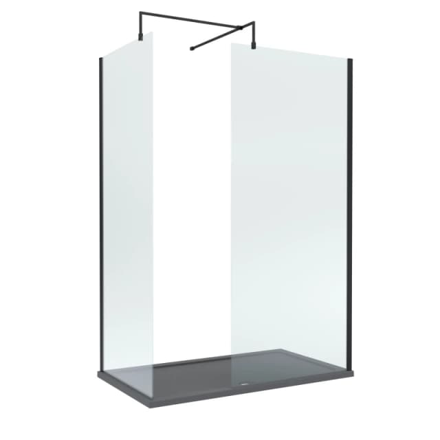 Balterley 8mm Glass Wetroom Screens Black & Slate Grey Tray 1400 x 800mm Black Unisex