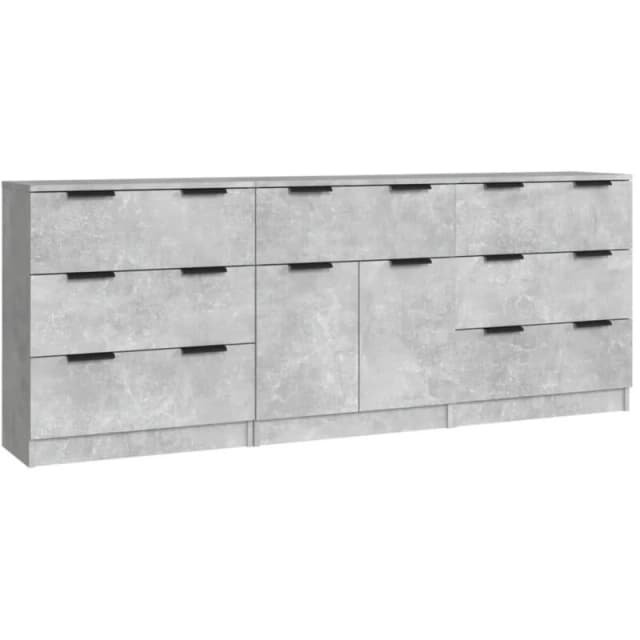 VIDAXL 3 Piece Sideboards Concrete Grey Engineered Wood Vidaxl 8720287122593