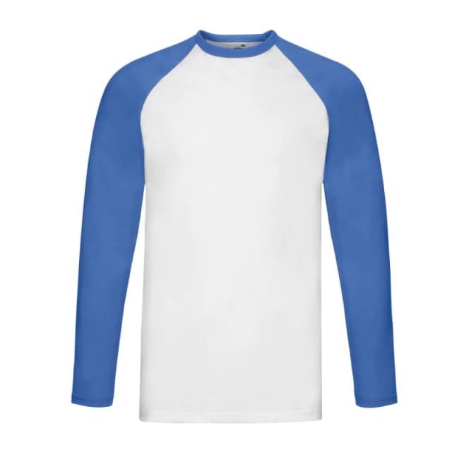 Fruit Of The Loom Fruit of the Loom Men Contrast Long-Sleeved Baseball T-Shirt in Royal Size: Small Royal S Male 5063470880393