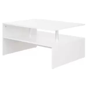 Homcom 2 Tier Coffee End Table Modern Design With Open Shelf Living Room White