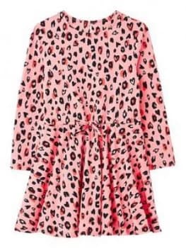 Joules Girls Fiona Leopard Print Jersey Dress - Pink