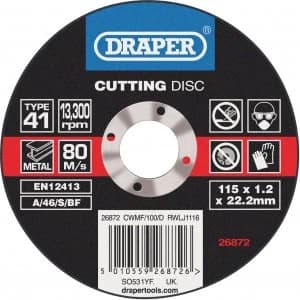 Draper Flat Metal Cutting Discs 115mm Pack of 100