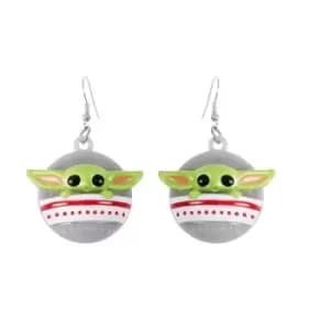 Disney Mandalorian Baby Yoda green white & red Flashing Christmas earrings EH00095RL