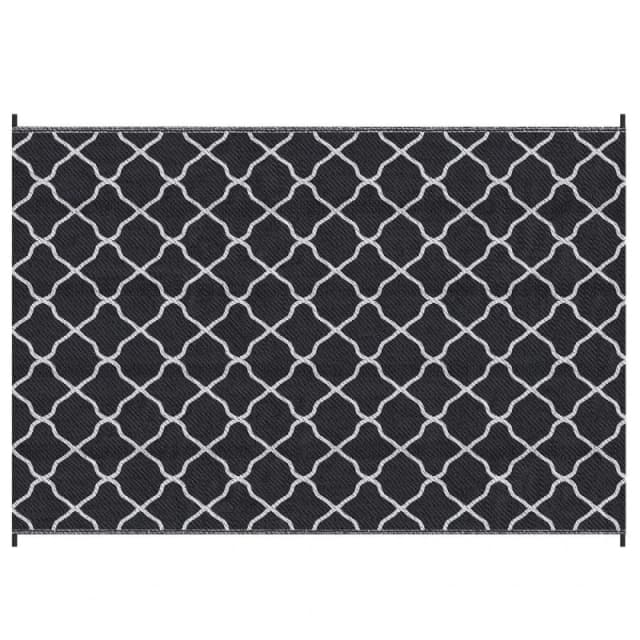 Outsunny Reversible Outdoor Rug w/ Bag 182 x 274cm - Black 844-638V01BK