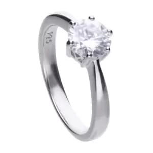 Sterling Silver 6 Claw Solitaire Ring With White Zirconia 1Ct