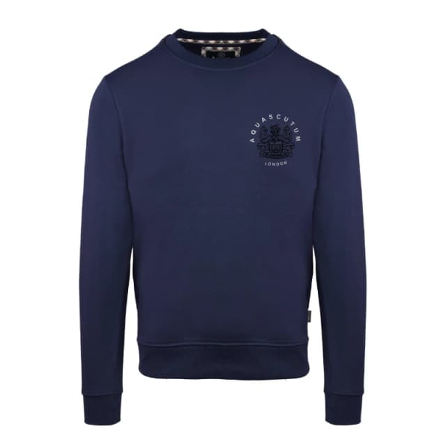 Aquascutum Mens Roundnk Sweat Crew Sweatshirt Crew Sweaters Small Blue 52346818350
