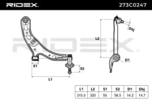 RIDEX Suspension arm Left Front 273C0247 Track control arm,Wishbone NISSAN,ALMERA II Hatchback (N16),Almera II Limousine (N16),ALMERA Classic (B10)