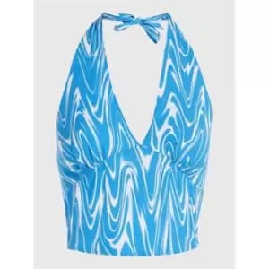 Tommy Jeans Halter Neck Crop Top - Blue