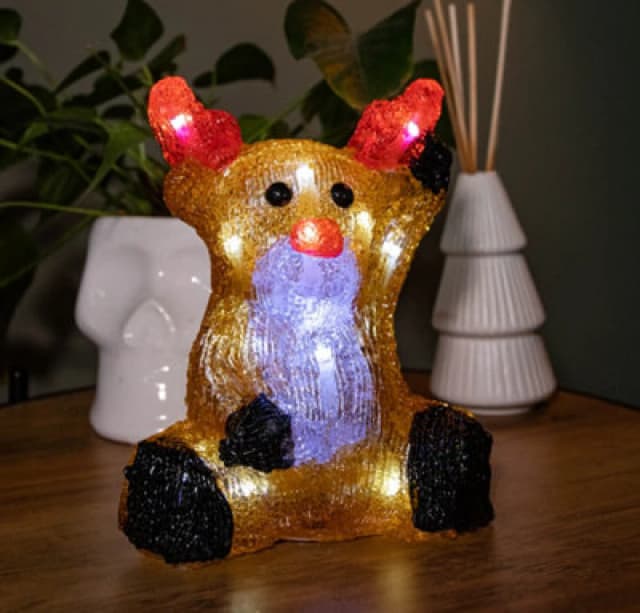 Samuel Alexander 20cm Acrylic Sitting Christmas Reindeer Decoration Brown unisex