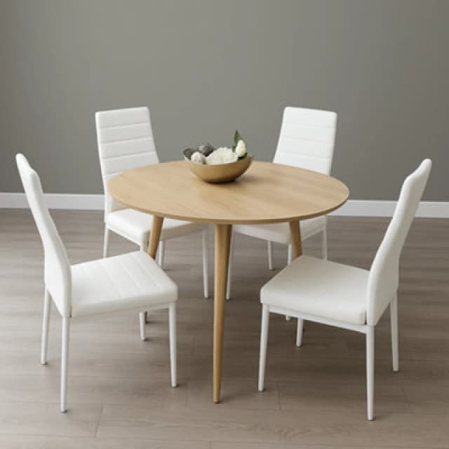 Kosy Koala Round 4-chair Faux Leather Dining Set, Multi BELLA RND 4 WTM