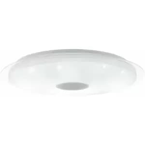 Loops - Wall Flush Ceiling Light White Shade White Silver Plastic Crystal Effect LED 40W