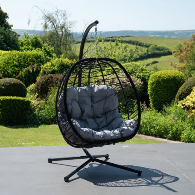 Artemis Home Hebden Garden Hanging Egg Chair in Dark Grey Dark Grey Unisex