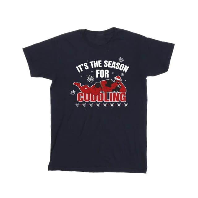 Deadpool Deadpool Men Time For Cuddling Cotton T-Shirt in Navy Size: Small Navy S Male 5063376878487