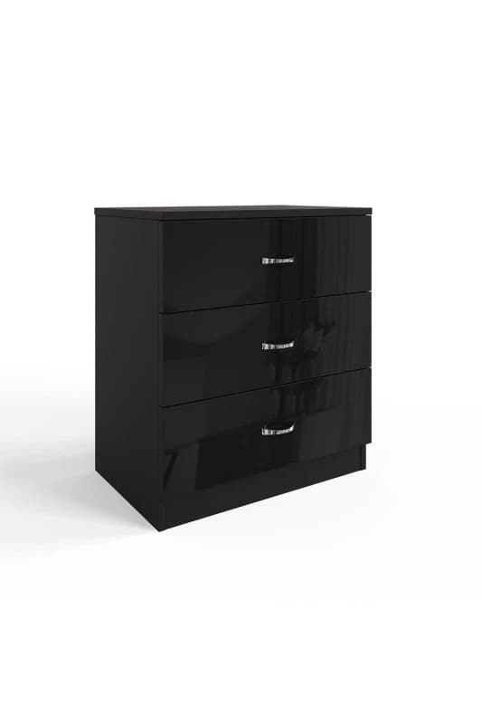 FWStyle FWStyle 3 Drawer Chest Of Drawers Gloss Black One Size Unisex 5056413120038