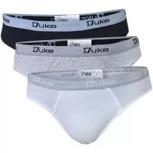 Duke London Mens Cotton Jersey Briefs (Pack Of 3) (XL) (Black/Grey/White)