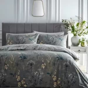 Florette Moss Green Super King Duvet Cover Set Green Reversible Bedding Set - Green