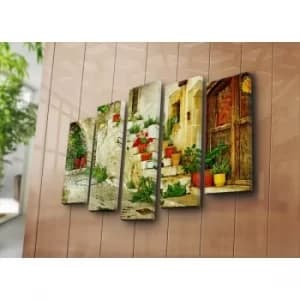5PATK-41 Multicolor Decorative Canvas Painting (5 Pieces)