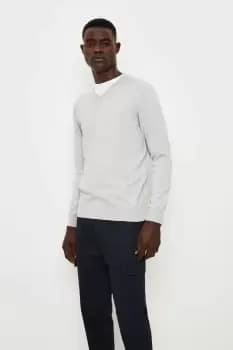 Cotton Rich Light Grey V-Neck Knitted Jumper