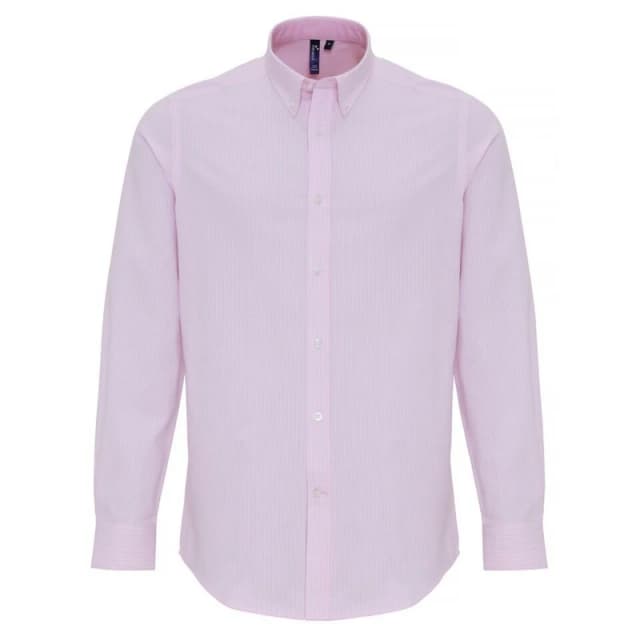 Premier Premier Men Cotton Rich Oxford Stripe Shirt in White Size: Small White S Male 5059269014049