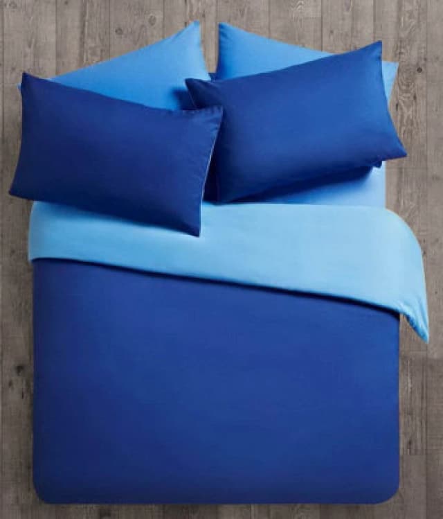 Velosso Plain Teddy Warm & Cosy Duvet Cover & Pillowcase Set in Blue Size: Single Blue Unisex Single